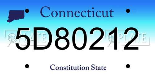 5D80212 Connecticut License Plate
