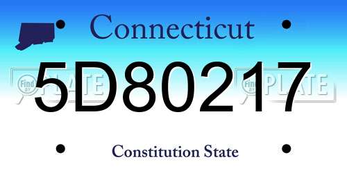 5D80217 Connecticut License Plate