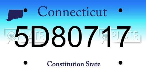5D80717 Connecticut License Plate