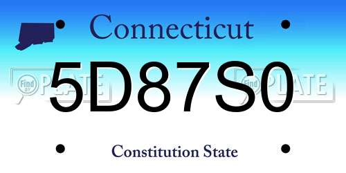 5D87S0 Connecticut License Plate