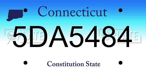 5DA5484 Connecticut License Plate