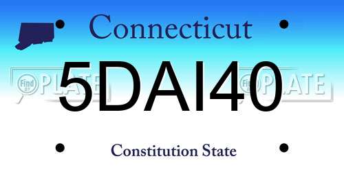 5DAI40 Connecticut License Plate
