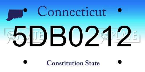 5DB0212 Connecticut License Plate