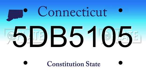 5DB5105 Connecticut License Plate