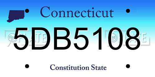 5DB5108 Connecticut License Plate