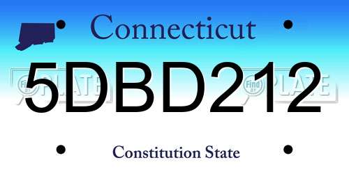 5DBD212 Connecticut License Plate