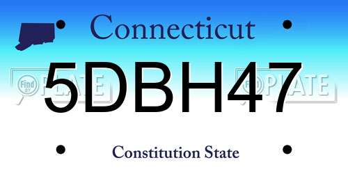 5DBH47 Connecticut License Plate