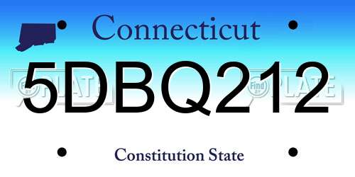 5DBQ212 Connecticut License Plate