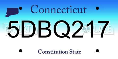 5DBQ217 Connecticut License Plate