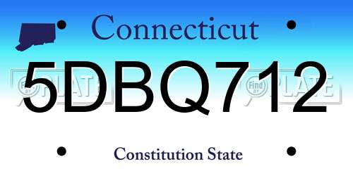 5DBQ712 Connecticut License Plate