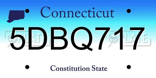 5DBQ717 Connecticut License Plate