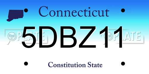 5DBZ11 Connecticut License Plate