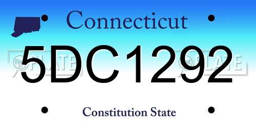 5DC1292 Connecticut License Plate