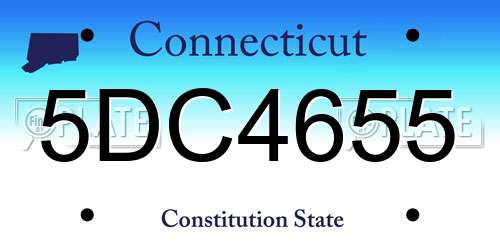 5DC4655 Connecticut License Plate