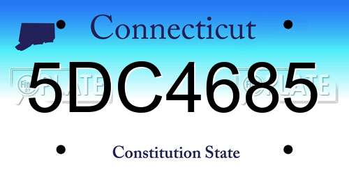 5DC4685 Connecticut License Plate