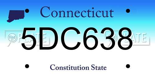 5DC638 Connecticut License Plate