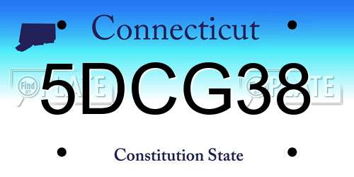5DCG38 Connecticut License Plate