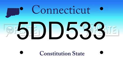 5DD533 Connecticut License Plate