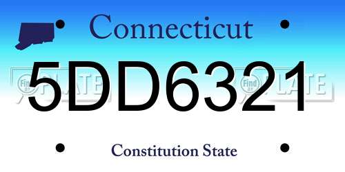5DD6321 Connecticut License Plate