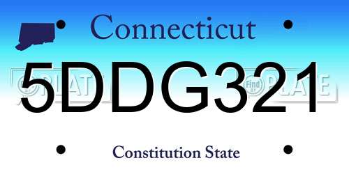 5DDG321 Connecticut License Plate