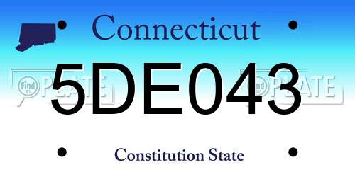 5DE043 Connecticut License Plate