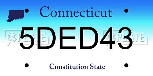 5DED43 Connecticut License Plate