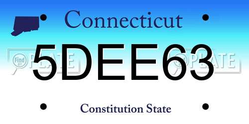 5DEE63 Connecticut License Plate