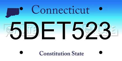 5DET523 Connecticut License Plate