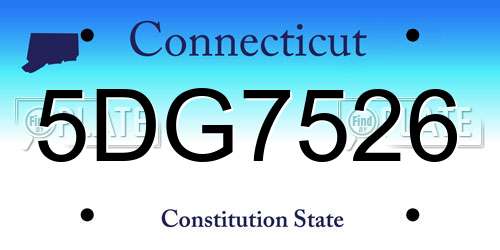 5DG7526 Connecticut License Plate