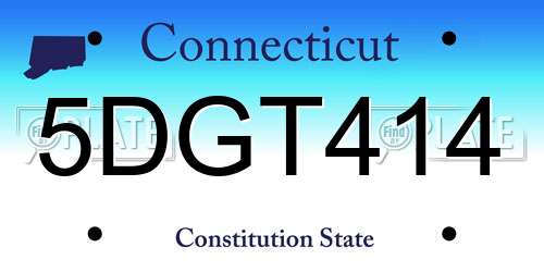 5DGT414 Connecticut License Plate