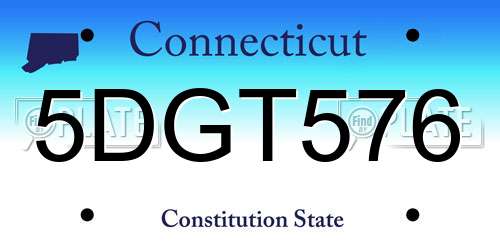 5DGT576 Connecticut License Plate
