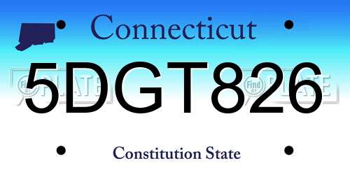 5DGT826 Connecticut License Plate