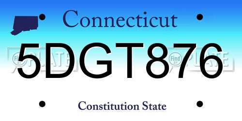 5DGT876 Connecticut License Plate