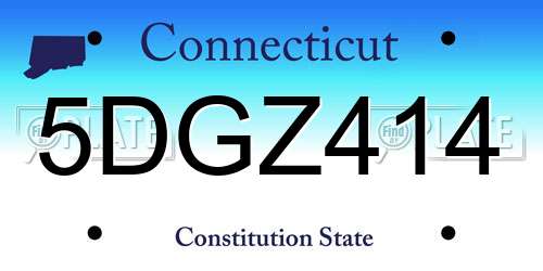 5DGZ414 Connecticut License Plate