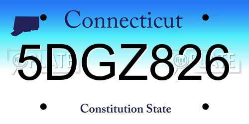 5DGZ826 Connecticut License Plate