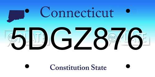 5DGZ876 Connecticut License Plate