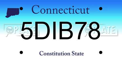 5DIB78 Connecticut License Plate