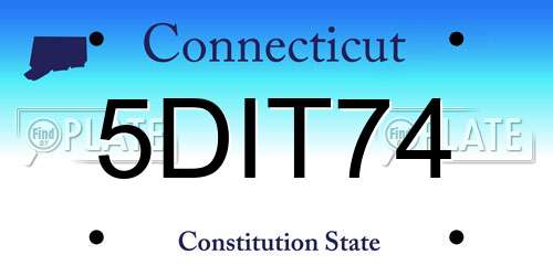5DIT74 Connecticut License Plate