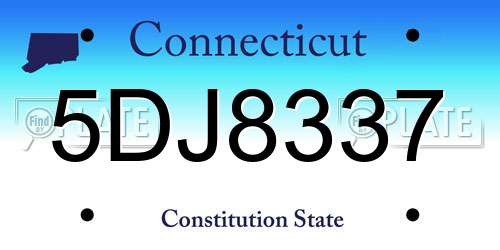 5DJ8337 Connecticut License Plate