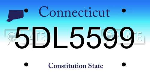 5DL5599 Connecticut License Plate