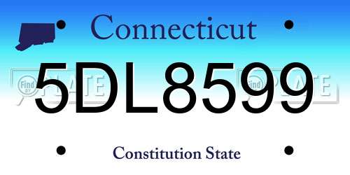 5DL8599 Connecticut License Plate