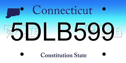 5DLB599 Connecticut License Plate