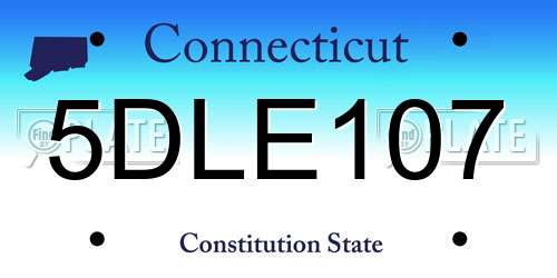 5DLE107 Connecticut License Plate