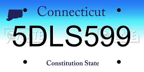 5DLS599 Connecticut License Plate
