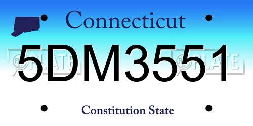 5DM3551 Connecticut License Plate