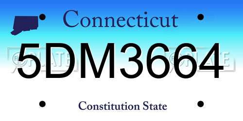 5DM3664 Connecticut License Plate