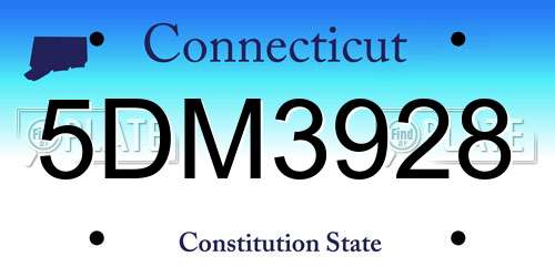 5DM3928 Connecticut License Plate