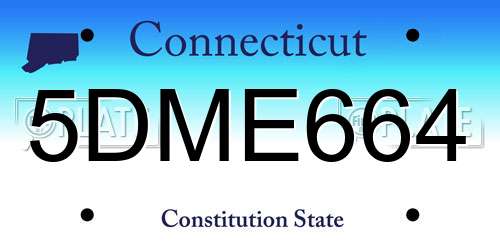 5DME664 Connecticut License Plate