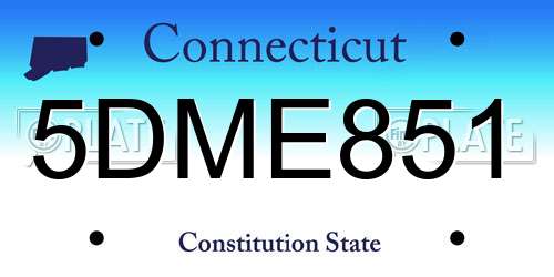 5DME851 Connecticut License Plate