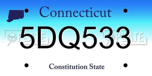 5DQ533 Connecticut License Plate